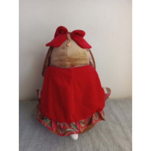 Rabbit Ears  Plush Animal Stuffed Red Dress  About 13" Tall - Picture 5 of 7